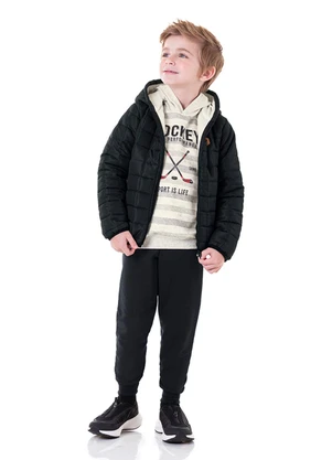 Marlan - Jaqueta Menino Puffer Matelassê Quadrado Preto - MARLAN