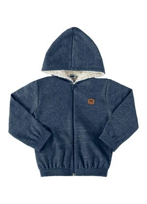 Marlan - Jaqueta Moletom Jeans e Pelo Carneirinho Azul - MARLAN