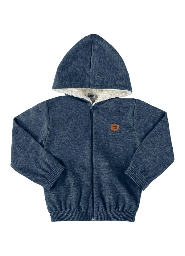 Marlan - Jaqueta Moletom Jeans e Pelo Carneirinho Azul 1