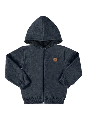 Marlan - Jaqueta Moletom Jeans e Pelo Carneirinho Preto - MARLAN