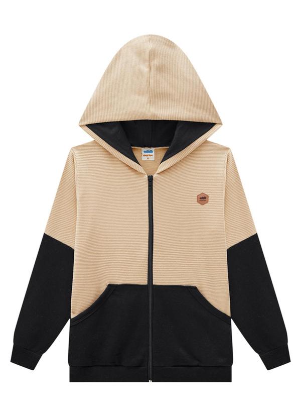 Marlan - Jaqueta Moletom Quadriculado com Moletom Bege