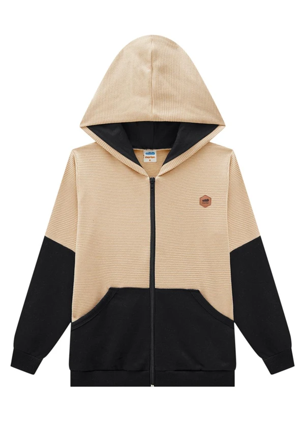 Marlan - Jaqueta Moletom Quadriculado com Moletom Bege