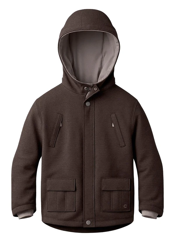 Carinhoso - Jaqueta Parka Peletizada Cinza Chumbo
