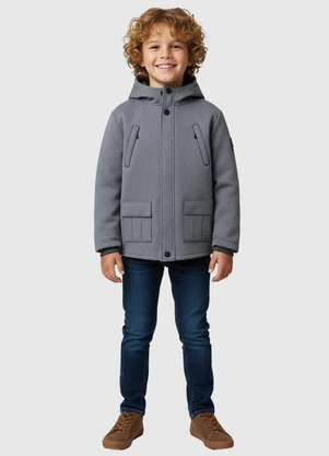 Carinhoso - Jaqueta Parka Peletizada Cinza Escuro - CARINHOSO