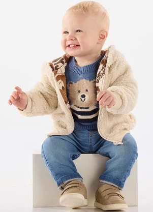 Up Baby - Jaqueta Pelo Sintético Bebê Menino Bege - UP BABY