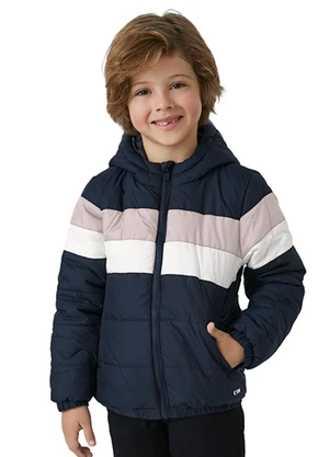 Carinhoso Jaqueta Puffer com Capuz Menino Azul