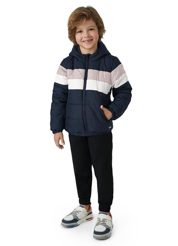Carinhoso - Jaqueta Puffer com Capuz Menino Azul 2