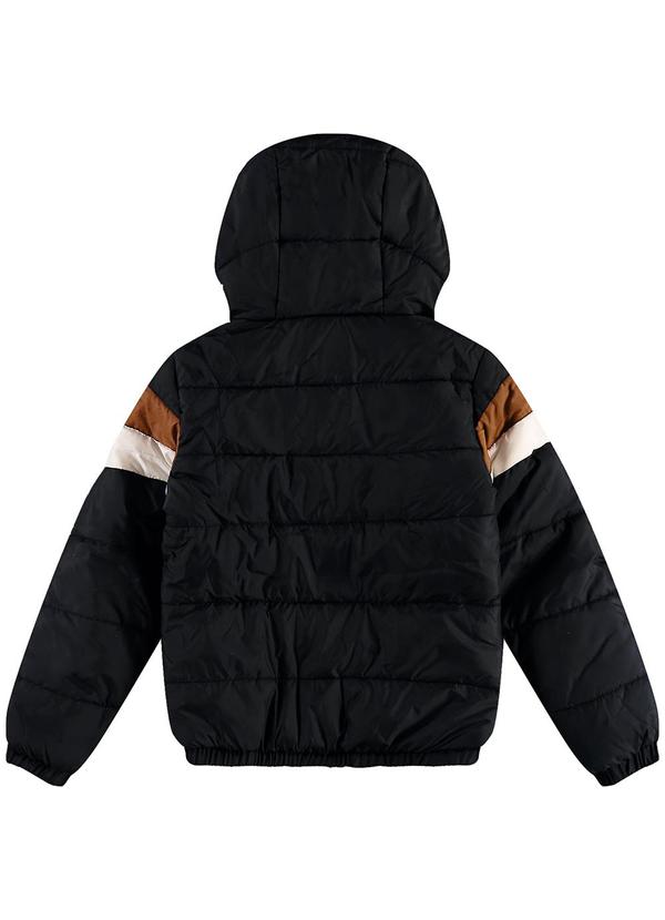 Carinhoso - Jaqueta Puffer com Capuz Menino Preto 2