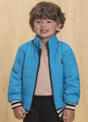 Ioluig - Jaqueta Puffer em Matelassê Microfibra Azul - IOLUIG