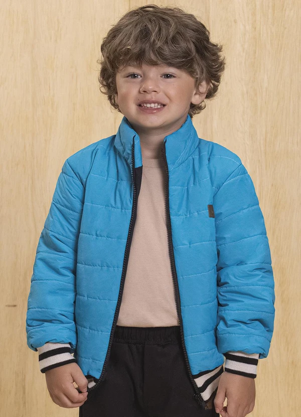 Ioluig - Jaqueta Puffer em Matelassê Microfibra Azul