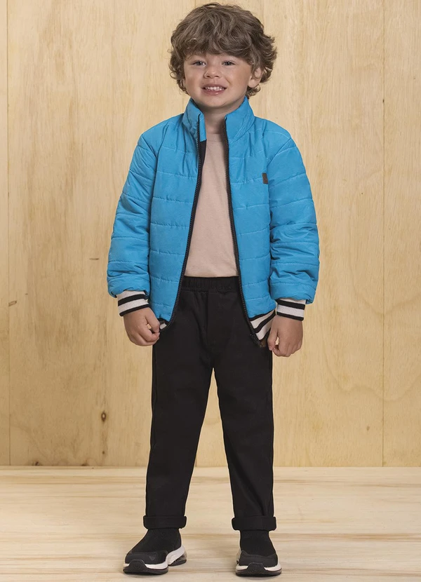 Ioluig - Jaqueta Puffer em Matelassê Microfibra Azul 2