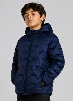 Rovitex - Jaqueta Puffer Infantil Menino com Capuz Azul - ROVITEX