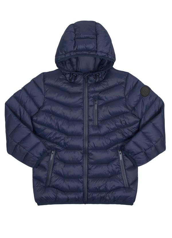 Alakazoo - Jaqueta Puffer Infantil Menino com Capuz Marinho