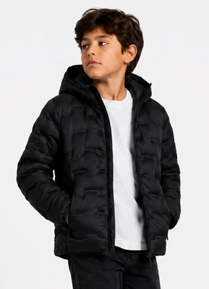 Rovitex - Jaqueta Puffer Infantil Menino com Capuz Preto - ROVITEX