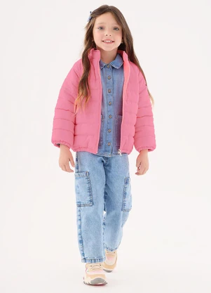 Up Baby - Jaqueta Puffer Unissex Infantil Rosa - UP BABY