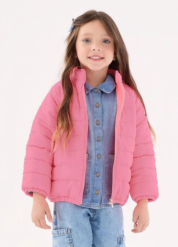 Up Baby - Jaqueta Puffer Unissex Infantil Rosa
