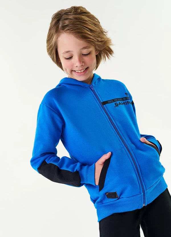 Abrange - Jaqueta Recorte Mangas Azul