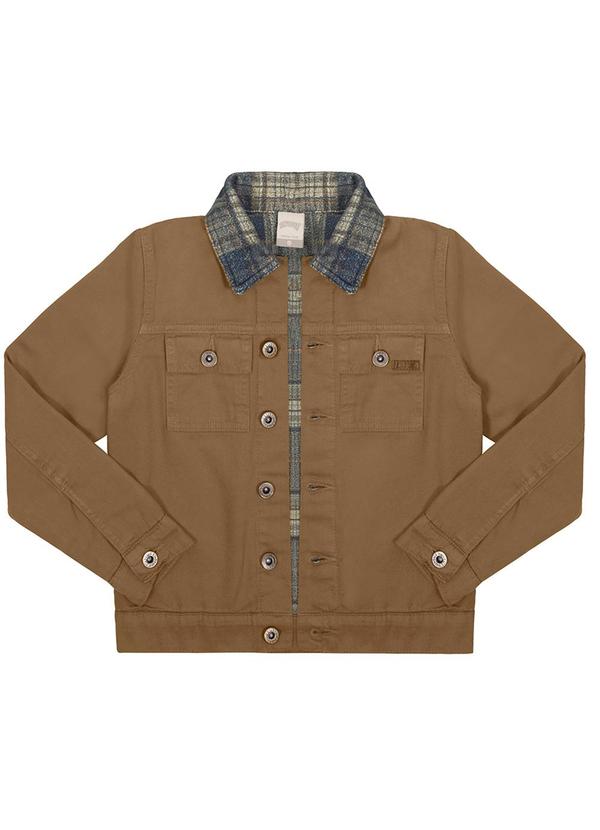 Alakazoo - Jaqueta Sarja Infantil Menino com Forro Xadrez Marrom