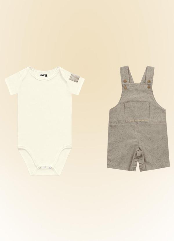 Fakini Kids - Conjunto Body/Macacao Bege