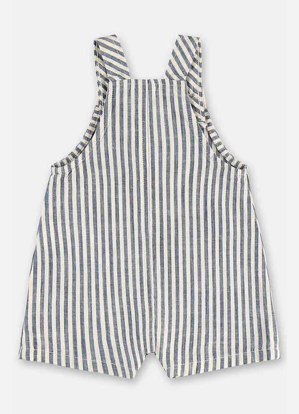 Up Baby - Jardineira Bebê Algodão Listrado Azul 3