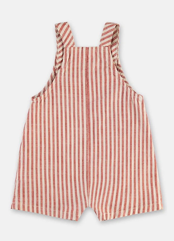Up Baby - Jardineira Bebê Algodão Listrado Vermelho 2