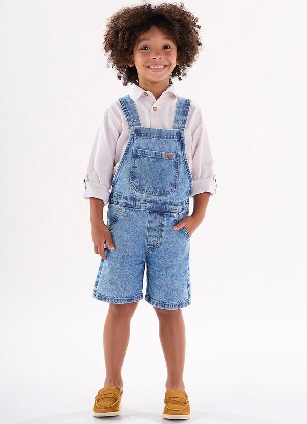 Up Baby - Jardineira em Jeans Unissex Azul