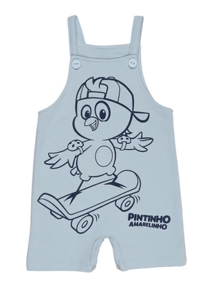 Galinha Pintadinha - Jardineira em Moletinho Azul - GALINHA PINTADINHA