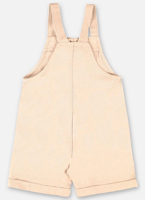 Up Baby - Jardineira Infantil em Linho Elastano Bege 3