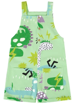 Três e Já - Jardineira Infantil em Molecotton Verde - TRÊS E JÁ
