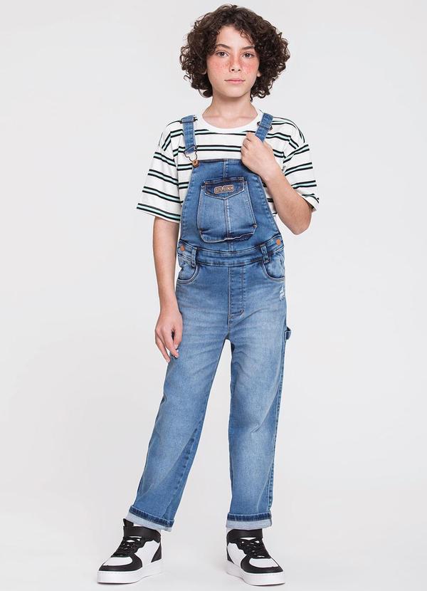 Sun Place - Jardineira Jeans Comprida Infantil Menino Azul 3