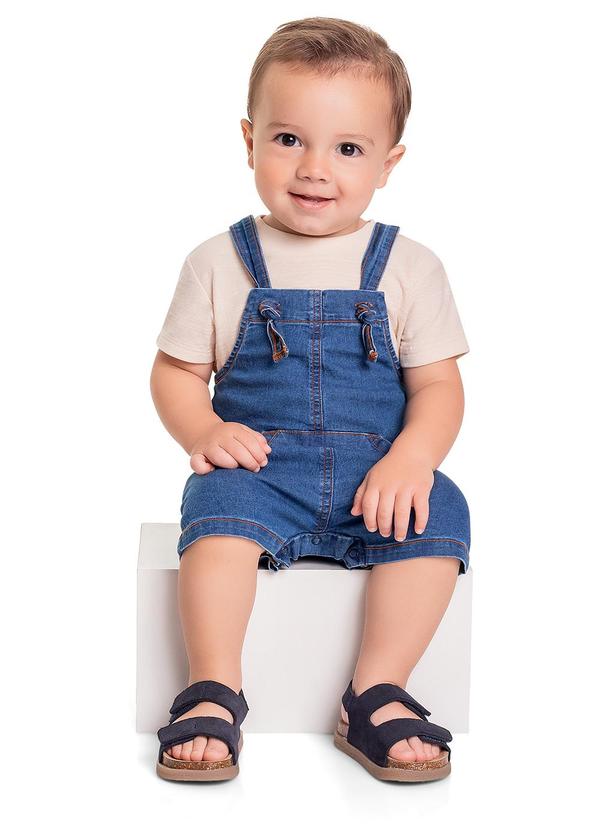 Quimby - Jardineira Jeans para Bebê Menino Azul