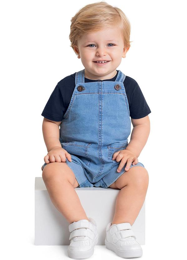 Quimby - Jardineira Jeans para Bebê Menino Azul