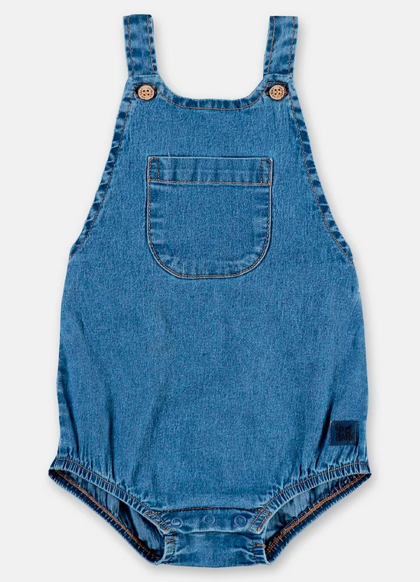 Up Baby - Jardineira Jeans para Bebê Menino Azul 2
