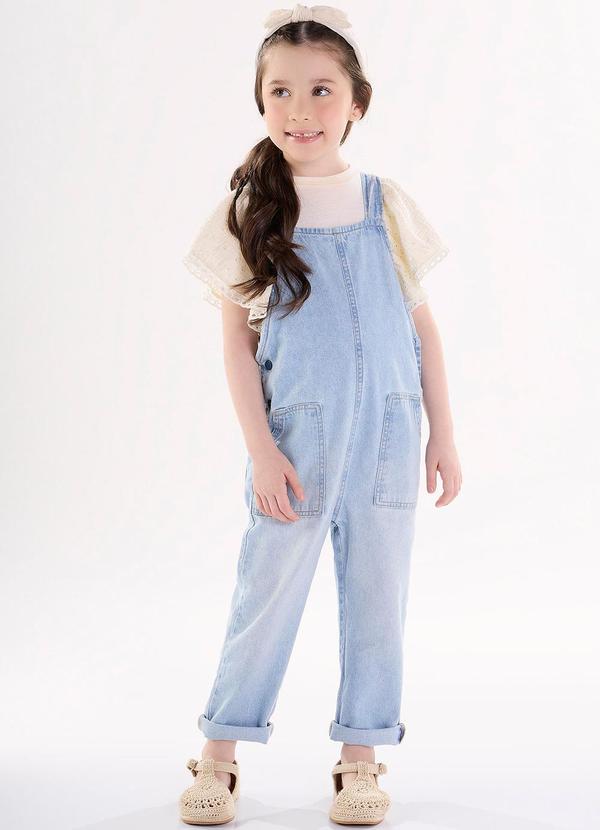 Up Baby - Jardineira Jeans Unissex Infantil Azul