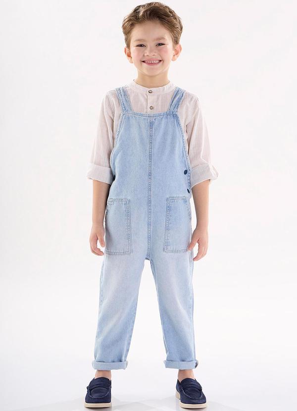 Up Baby - Jardineira Jeans Unissex Infantil Azul 3