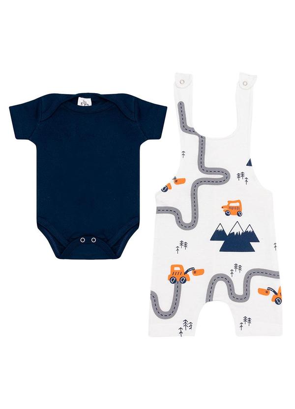 Galerinha - Jardineira Menino e Menina Conjunto Bebê Azul