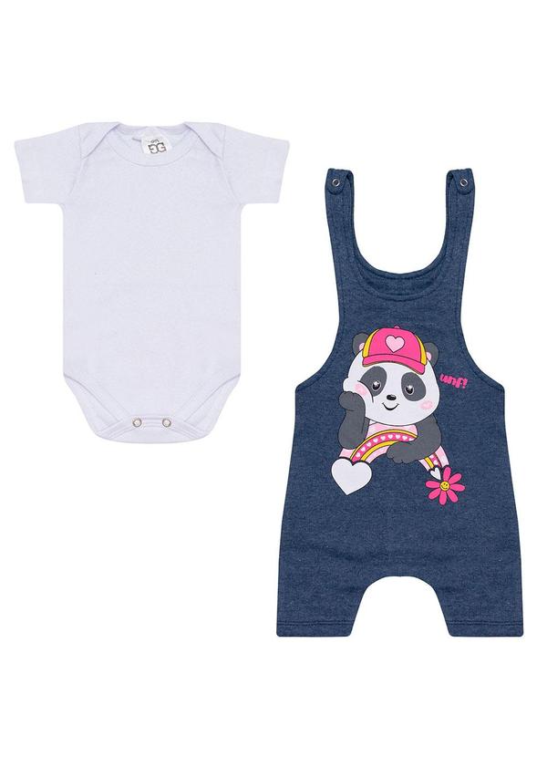 Galerinha - Jardineira Menino e Menina Conjunto Bebê Branco