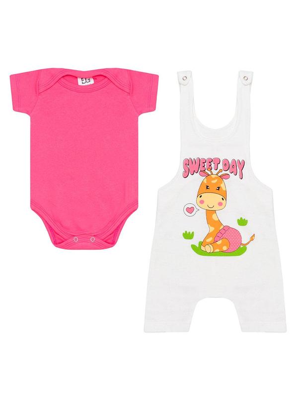 Galerinha - Jardineira Menino e Menina Conjunto Bebê Rosa 1