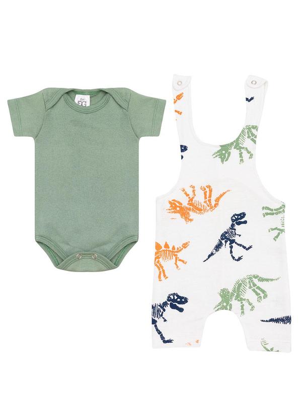 Galerinha - Jardineira Menino e Menina Conjunto Bebê Verde