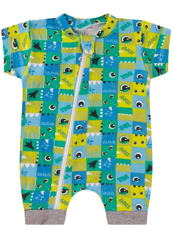 Rovitex - Macacão Bebe Curto com Zíper Suedine Verde