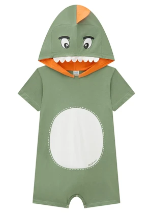 Marlan - Macacão Bebê Dino Baby Meia Malha Penteada Verde - MARLAN