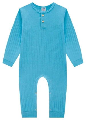 Marlan - Macacão Bebê em Canelado Maxi Unissex Azul - MARLAN