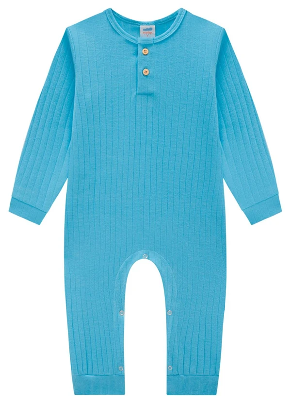 Marlan - Macacão Bebê em Canelado Maxi Unissex Azul