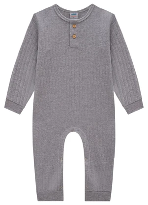 Marlan - Macacão Bebê em Canelado Maxi Unissex Cinza - MARLAN