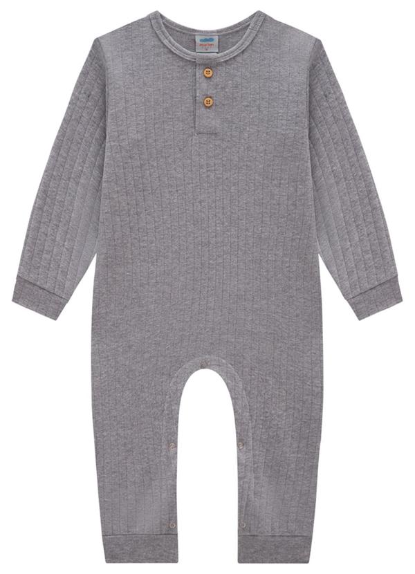 Marlan - Macacão Bebê em Canelado Maxi Unissex Cinza