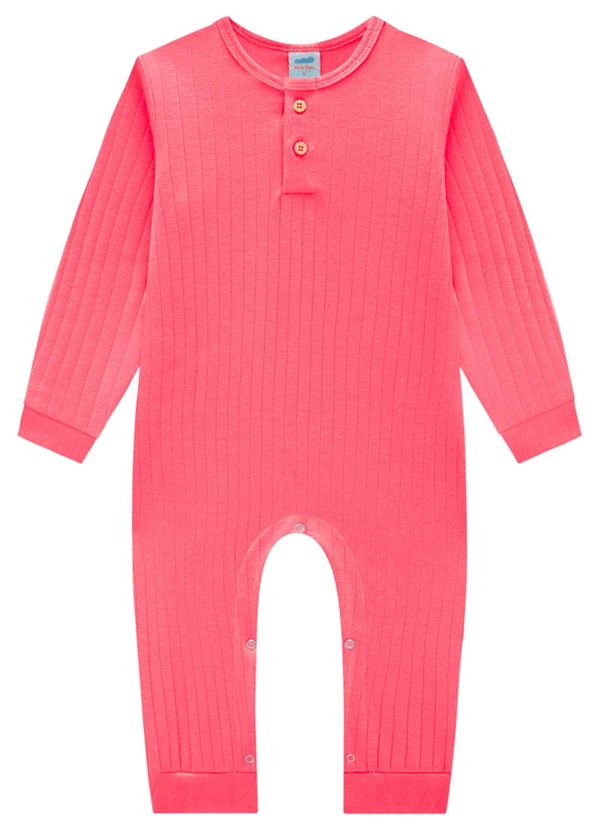 Marlan - Macacão Bebê em Canelado Maxi Unissex Rosa 2