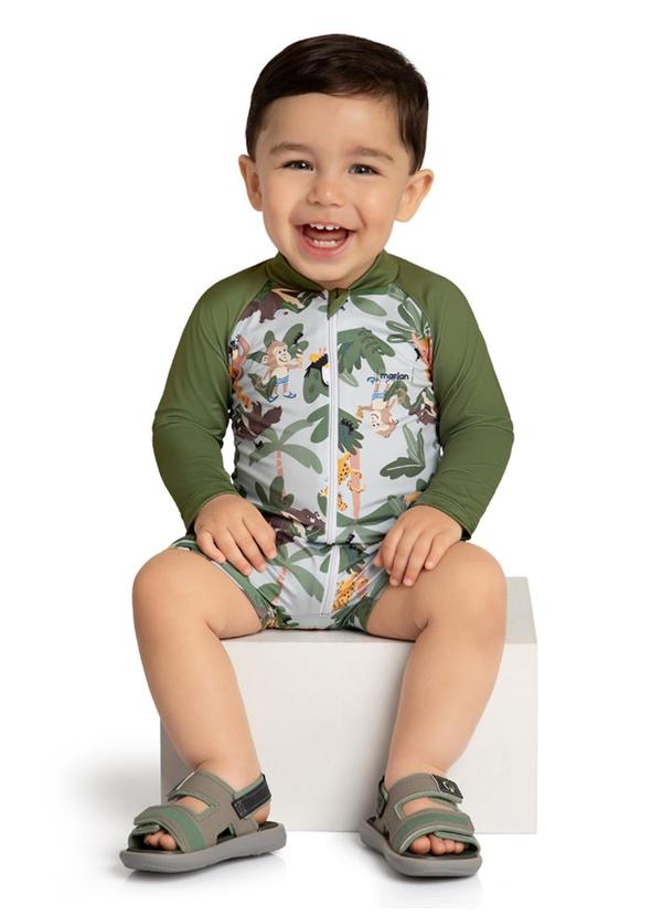 Marlan - Macacão Bebê em Malha Proteção Uv Friends Verde