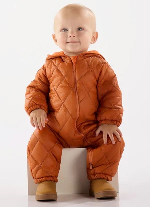 Up Baby - Macacão Bebê em Matelassê Laranja - UP BABY