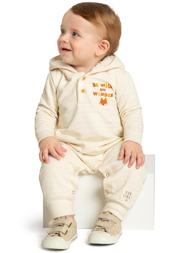 Marlan - Macacão Bebê em Moletom Listrado Relevo Roxo