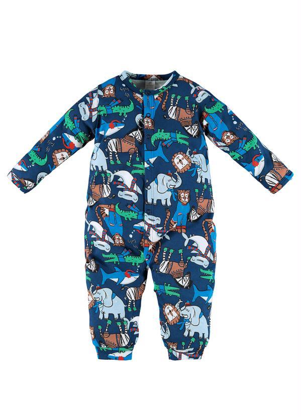 Up Baby - Macacão Bebê em Suedine Azul 1